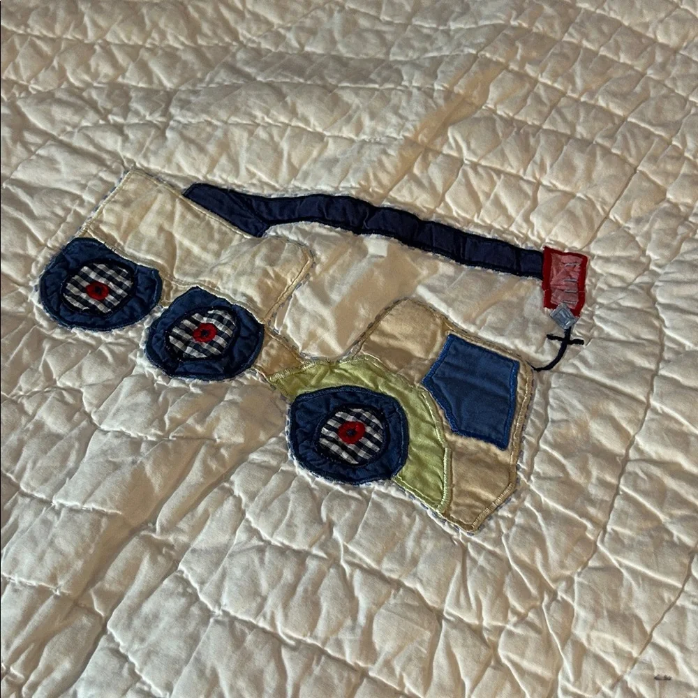 Pottery Barn Kids trucks vehicles construction TWIN QUILT - Picture 3 of 5